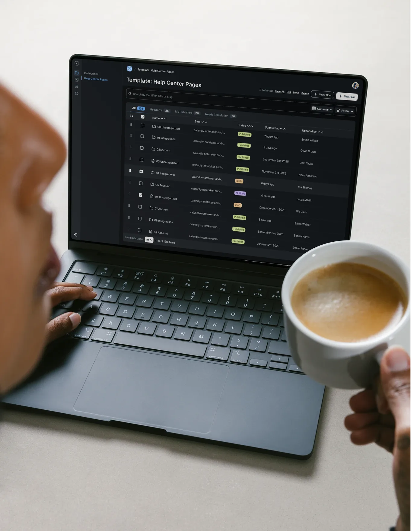 CMS help center on laptop